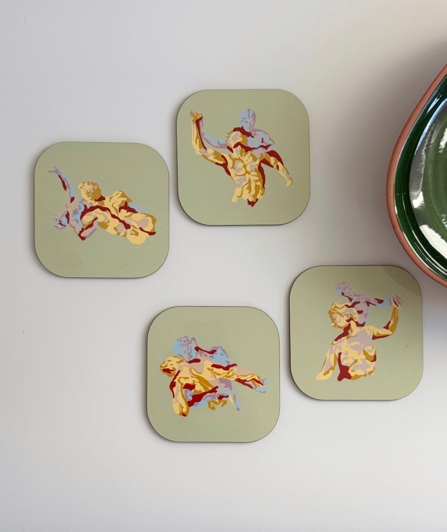 COASTER SET 4 PIECES GREEN MSVV