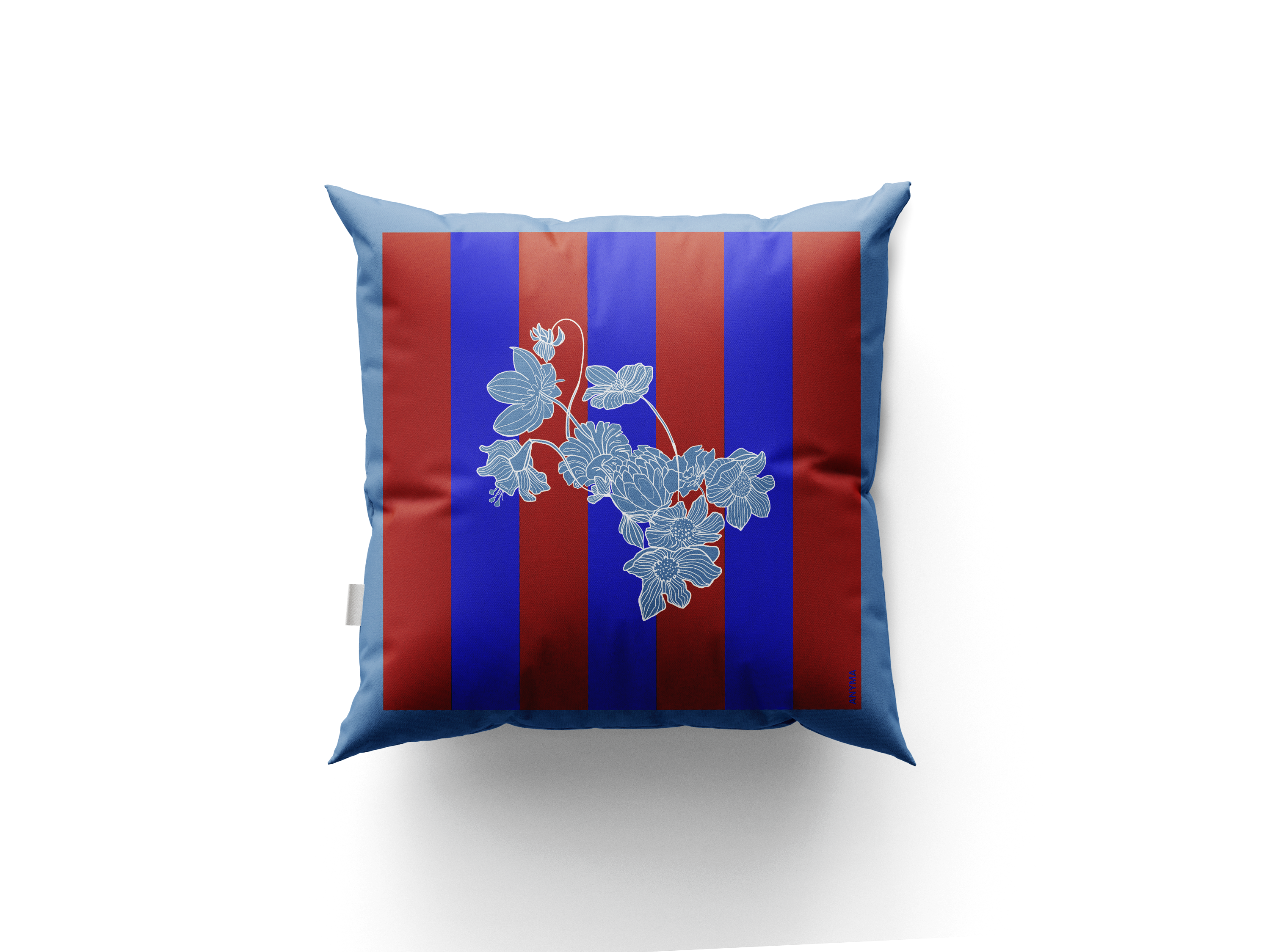 VELVET CUSHION COVER BLUE&RED THCR_BR